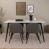 Jídelní stůl Jimmy – černá/bílá židle HPL+sametové stehy – černá/šedá mikrovlákno_4