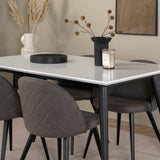 Jídelní stůl Jimmy – černá/bílá židle HPL+sametové stehy – černá/šedá mikrovlákno_4