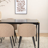 Jídelní stůl Pelle - Černá / černá Židle Black+Velvet Stitches - Černá / Béžová látka (polyesterové prádlo)_6