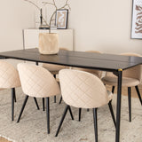 Jídelní stůl Pelle - Černá / černá Židle Black+Velvet Stitches - Černá / Béžová Velvet_6