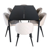 Jídelní stůl Pelle - Černá / černá Židle Black+Velvet Stitches - Černá / Béžová Velvet_6