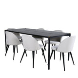 Jídelní stůl Pelle - Černá / černá Černá+Velvet Jídelní židle Manšestr - Béžová / Černá_6