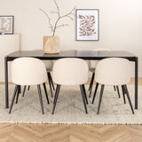 Jídelní stůl Pelle - Černá / černá Černá+Velvet Jídelní židle Manšestr - Béžová / Černá_6