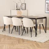 Jídelní stůl Pelle - Černá / černá Černá+Velvet Jídelní židle Manšestr - Béžová / Černá_6