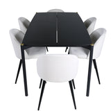 Jídelní stůl Pelle - Černá / černá Černá+Velvet Jídelní židle Manšestr - Béžová / Černá_6