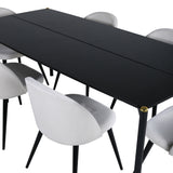 Jídelní stůl Pelle - Černá / černá Černá+Velvet Jídelní židle Manšestr - Béžová / Černá_6