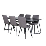 Jídelní stůl Petra - černá / černá dýha + židle Windu Lyx - černá / šedá mikrovlákno_6