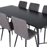 Jídelní stůl Petra - černá / černá dýha + židle Windu Lyx - černá / šedá mikrovlákno_6
