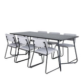 Jídelní stůl Petra - černá / černá dýha + židle Kenth - černá / světle šedá Velvet_6