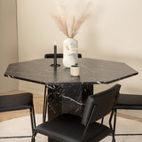 Kulatý jídelní stůl Marbs - Černá / Černá sklo Židle Marble+Kenth - Černá / Černá PU_4