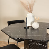 Kulatý jídelní stůl Marbs - Černá / Černá sklo Židle Marble+Kenth - Černá / Černá PU_4