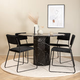 Kulatý jídelní stůl Marbs - Černá / Černá sklo Marble+Kenth Židle - Černá / Černá Velvet_4