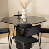 Kulatý jídelní stůl Marbs - Černá / Černá sklo Marble+Kenth Židle - Černá / Černá Velvet_4