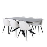 Jídelní stůl Piazza – černá / šedá dýha + sametová jídelní židle manšestrová – béžová / černá_6