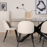 Jídelní stůl Piazza – černá / šedá dýha + sametová jídelní židle manšestrová – béžová / černá_6