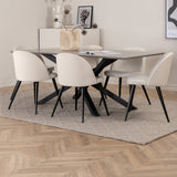 Jídelní stůl Piazza – černá / šedá dýha + sametová jídelní židle manšestrová – béžová / černá_6