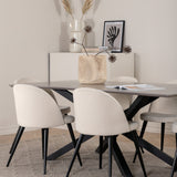 Jídelní stůl Piazza – černá / šedá dýha + sametová jídelní židle manšestrová – béžová / černá_6
