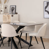 Jídelní stůl Piazza – černá / šedá dýha + sametová jídelní židle manšestrová – béžová / černá_6