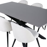 Jídelní stůl Piazza – černá / šedá dýha + sametová jídelní židle manšestrová – béžová / černá_6