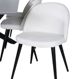 Jídelní stůl Piazza – černá / šedá dýha + sametová jídelní židle manšestrová – béžová / černá_6