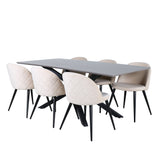 Jídelní stůl Piazza – černá/šedá dýha+židle sametové stehy – černá/béžová Velvet_6