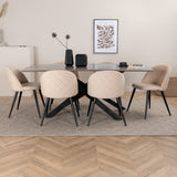 Jídelní stůl Piazza – černá/šedá dýha+židle sametové stehy – černá/béžová Velvet_6