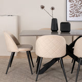 Jídelní stůl Piazza – černá/šedá dýha+židle sametové stehy – černá/béžová Velvet_6