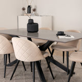 Jídelní stůl Piazza – černá/šedá dýha+židle sametové stehy – černá/béžová Velvet_6