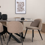 Jídelní stůl Piazza – černá / šedá dýha + židle se sametovými stehy – černá / béžová látka (polyesterové prádlo)_6