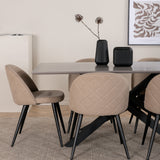 Jídelní stůl Piazza – černá / šedá dýha + židle se sametovými stehy – černá / béžová látka (polyesterové prádlo)_6