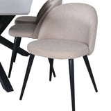 Jídelní stůl Piazza – černá / šedá dýha + židle se sametovými stehy – černá / béžová látka (polyesterové prádlo)_6