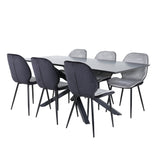 Jídelní stůl Piazza - černá / černá dýha + židle Emma - černá / černá a světle šedá Černý samet vzadu Šedý samet vpředu_6