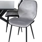 Jídelní stůl Piazza - černá / černá dýha + židle Emma - černá / černá a světle šedá Černý samet vzadu Šedý samet vpředu_6
