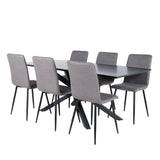 Jídelní stůl Piazza - černá / černá dýha + židle Windu Lyx - černá / šedá mikrovlákno_6