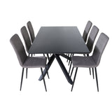 Jídelní stůl Piazza - černá / černá dýha + židle Windu Lyx - černá / šedá mikrovlákno_6