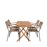 Kenya Jídelní stůl 120*70*H75 - Teak+Lindos - Křeslo - Black Alu / Latte Rope_4