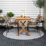 Kenya Jídelní stůl 120*70*H75 - Teak+Lindos - Křeslo - Black Alu / Latte Rope_4