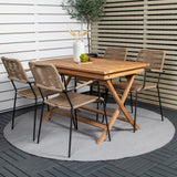 Kenya Jídelní stůl 120*70*H75 - Teak+Lindos - Křeslo - Black Alu / Latte Rope_4