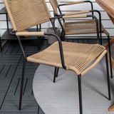 Kenya Jídelní stůl 120*70*H75 - Teak+Lindos - Křeslo - Black Alu / Latte Rope_4