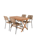 Kenya Jídelní stůl 120*70*H75 - Teak+Lindos - Křeslo - Black Alu / Latte Rope_4