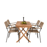 Kenya Jídelní stůl 120*70*H75 - Teak+Lindos - Křeslo - Black Alu / Latte Rope_4