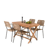 Kenya Jídelní stůl 120*70*H75 - Teak+Lindos - Křeslo - Black Alu / Latte Rope_4