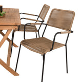 Kenya Jídelní stůl 120*70*H75 - Teak+Lindos - Křeslo - Black Alu / Latte Rope_4