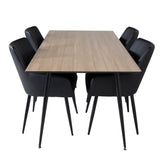 Jídelní stůl Silar - 180 cm - "Wood Look" Melamin / Černé nohy +Comfort - Jídelní židle 2-balení - černá/Černá _4