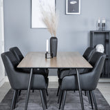 Jídelní stůl Silar - 180 cm - "Wood Look" Melamin / Černé nohy +Comfort - Jídelní židle 2-balení - černá/Černá _4