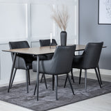 Jídelní stůl Silar - 180 cm - "Wood Look" Melamin / Černé nohy +Comfort - Jídelní židle 2-balení - černá/Černá _4