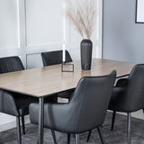 Jídelní stůl Silar - 180 cm - "Wood Look" Melamin / Černé nohy +Comfort - Jídelní židle 2-balení - černá/Černá _4