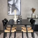 Prodlužovací stůl Silar – černý melamin / černé nohy + ocelová jídelní židle Polly 2-balení, K/D, sedák s černým podsvícením _4