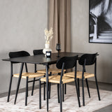 Prodlužovací stůl Silar – černý melamin / černé nohy + ocelová jídelní židle Polly 2-balení, K/D, sedák s černým podsvícením _4