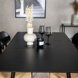 Prodlužovací stůl Silar – černý melamin / černé nohy + ocelová jídelní židle Polly 2-balení, K/D, sedák s černým podsvícením _4